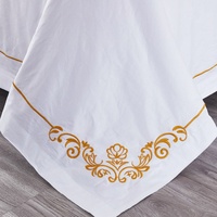 Factory Direct Double drap de lit 4 pièces tissé broderie hôtel Collection ensemble de literie avec housse de couette blanche