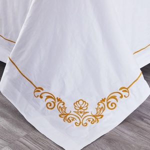 Nhà Máy Trực Tiếp Đôi <span class=keywords><strong>Bedsheet</strong></span> 4Pcs Dệt Thêu Khách Sạn Bộ Sưu Tập Bộ Đồ Giường Set Với Trắng Duvet Cover - Product Image 5