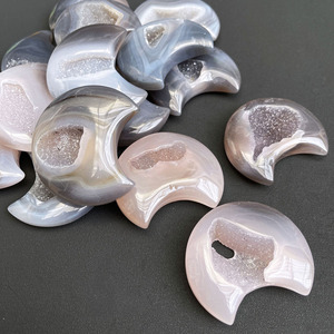 Lunas de Ágata Druzy Talladas a Mano al por Mayor, Artesanías de Piedras Semipreciosas, <span class=keywords><strong>Luna</strong></span> de Geoda Druzy - Product Image 5