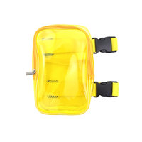 Sac de jambe en PU jaune avec logo personnalisé, grande capacité, imperméable, transparent, pour carnaval, sac banane de taille