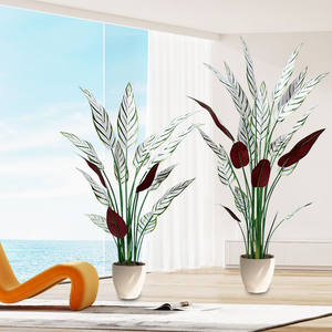 Arbre artificiel en plastique de simulation, <span class=keywords><strong>petit</strong></span> arbre artificiel vert, plantes artificielles en bananes pour la décoration de la place publique - Product Image 3