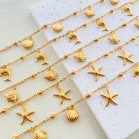 2023 nouveaux bijoux de plage délicats 18k plaqué or en acier inoxydable poisson étoile de mer coquille dauphins charme forme femmes bracelets de cheville chaîne