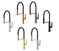 Robinet de cuisine à levier unique en or rose haut de gamme avec tuyau en silicone noir