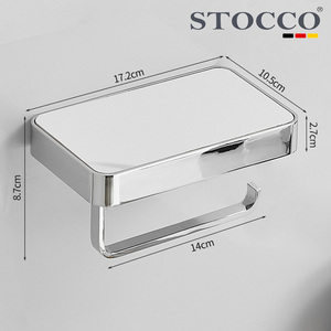 Porte-papier toilette en acier inoxydable 304 noir mat avec étagère, sans perçage, fixation murale, distributeur de papier toilette, salle de bain, hôtel - Product Image 6