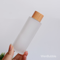 Bouteille en verre dépoli à épaule plate de 100 ml, 120 ml, 150 ml avec couvercle en bambou, rechargeable, pour toner, huile essentielle, soins de la peau - Vente en gros