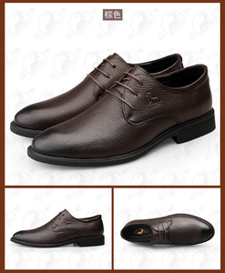 Chaussures Derby Britanniques Gongyang pour Hommes en Cuir de Vachette Première Couche, en Cuir Véritable, à Bout Pointu, à Lacets, Respirantes et Imperméables - Product Image 6