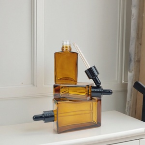 ขวดแก้วทรงสี่เหลี่ยมผืนผ้าขนาด 30 มล. 50 มล. 100 มล. สำหรับน้ำมันหอมระเหยและยาหยอดตา ขายส่ง พร้อมหลอดหยดสีอำพันแบบกำหนดเอง ขวดน้ำมันใส่ผมขนาด 1 ออนซ์ - Product Image 3