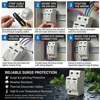 Parafoudre DC 2P 500V 600V 800V 1000V 20-40kA 45kA pour rail DIN, protection extérieure solaire, dispositif de protection contre les surtensions PV