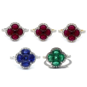 Bijoux fins, bague de mariage en or blanc 18 carats de qualité supérieure, sertie de rubis en cluster illusion romantique, pour femmes - Product Image 4