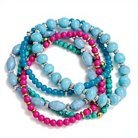 Conjunto de Pulseras de Cuentas de Vidrio y Aleación de Zinc con Diseño Geométrico Bohemio Colorido, Chapado en Oro, Unisex, Ecológico, Regalo de Joyería para Fiestas
