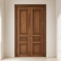 Porte en bois massif en chêne rouge OEM, portes intérieures cintrées pour villa, portes françaises en bois massif avec cadre