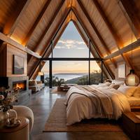 Casa Prefabbricata a Forma di A, Cabina Triangolare in Legno con Finestre Panoramiche, per Resort, Montagna, Lago, Glamping