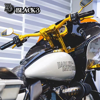 Manillar Negro3 de 1 Pulgada con Cuello de Cisne y Acabado Dorado para HD Road Glide Softail DS, Piezas de Mejora de Aluminio para Reequipamiento