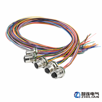 Connecteur femelle M12 12 broches étanche en laiton plaqué or à montage sur panneau, avec verrouillage frontal, à souder, IP67, pour applications automobiles, 500 mm, M16*0.5, pour PCB