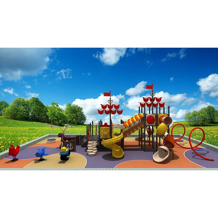Children's outdoor playground Pirate Ship Large Slide Park plastic slide