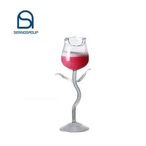 Vasos creativos con forma de rosa para cóctel, copa de cristal de borosilicato alto, vasos de vidrio para fiesta de vino