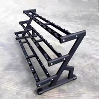 Support de Rangement Commercial Vertical à 3 Niveaux pour Haltères avec Plateau, Capacité 10/15 Paires, Équipement de Fitness pour Salle de Sport