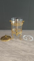 Yolecen Cross-border Réchaud de buffet et de table en acier inoxydable à bord doré, avec brûleur à alcool suspendu, pour hôtels et restaurants