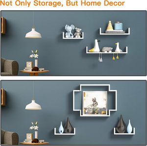 Pack of 3 <strong>50Cm</strong> 35Cm 25Cm U-Shaped Floating Mounted <strong>Shelves</strong> Wood Wall <strong>Shelf</strong> - Product Image 4