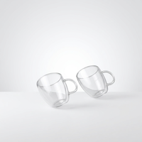 Tasse à café/thé en borosilicate de 150 ml, faite à la main, avec logo personnalisé, pour cadeaux d'entreprise et kits de bienvenue promotionnels
