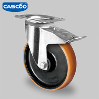 CASCOO Promotion Usine Roue pivotante robuste de 6 pouces en polyuréthane avec noyau en nylon, avec frein, roulettes en PU, protections filetées, double roulement à billes