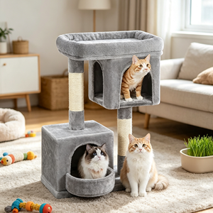 Árbol para Gatos Ecológico de Madera, Directo de Fábrica, con Embalaje de Cartón, 2 Niveles, 75cm, <span class=keywords><strong>Muebles</strong></span> para Mascotas, OEM - Product Image 3