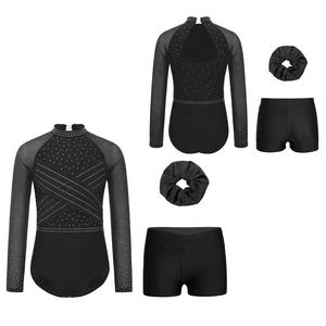 Tenue de gymnastique pour filles de 6 à 16 ans, justaucorps avec shorts, pour entraînement, costumes de danse, spectacles sur scène - Product Image 2