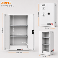 Gabinete de Almacenamiento de Productos Químicos Tóxicos de 340L (90 Galones), Gabinete de Seguridad de Acero Blanco con Doble Puerta para Laboratorio, Escuela, Almacén, B2B
