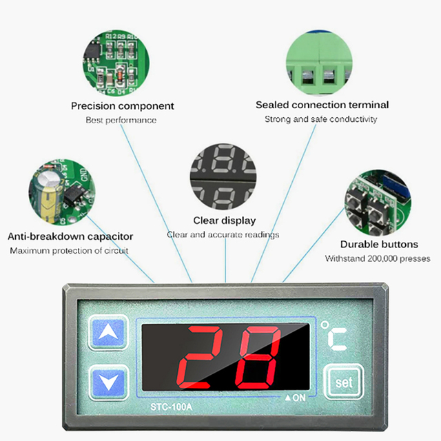 STC-100A Heating, Refrigeration, Delay Protection Temperature Alarm Fruit and Vegetable Preservation Temperature Controller