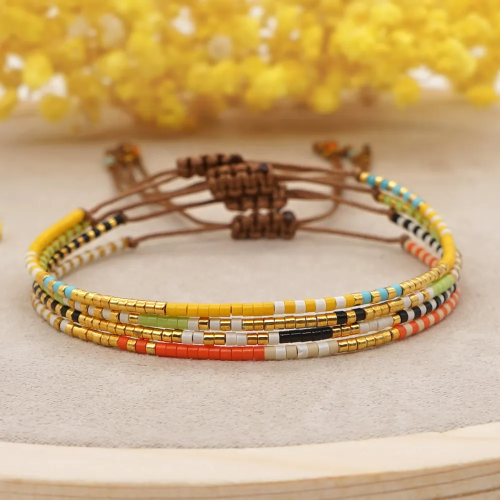 Go2Boho Tiny Friendship Colorful Charm Adjustable Fashion Jewelry Bohemia Style Miyuki Beads Bracelets for Women