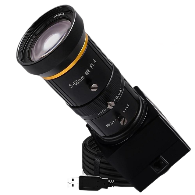 ELP 5 Megapixel Wide Angle USB Webcam CS5-50mm 10X Zoom Driver-Free Plug and Play for Live Streaming & Security Monitoring