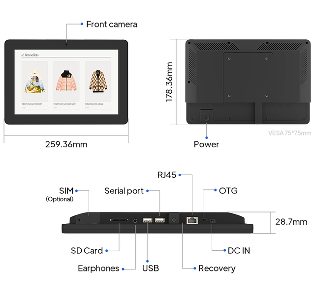 Factory Supply 10.1'' Android Tablet Poe Wall Mounted Touch Screen All in One Pc Panel Smart Home Access Control Tablet PC RJ45