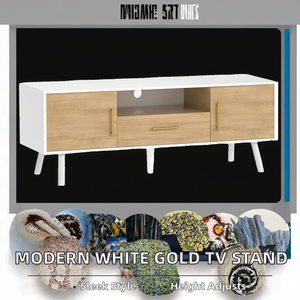 <span class=keywords><strong>Moderno</strong></span> Mobile TV di Lusso in Metallo <span class=keywords><strong>Bianco</strong></span> per <span class=keywords><strong>Soggiorno</strong></span> con Cassetti e Vani Portaoggetti, Arredamento Regolabile per la Casa - Product Image 2