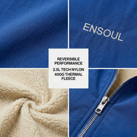 Veste réversible personnalisée pour homme en nylon 400G avec doublure polaire thermique pour streetwear à marque privée, veste d'extérieur avec logo brodé