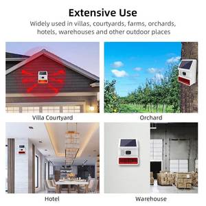 Sirène d'alarme Smarsecur 433 MHz, sirène sans fil solaire d'extérieur avec fonction de lumière clignotante, compatible avec les systèmes d'alarme PG103 et PG107 - Product Image 2