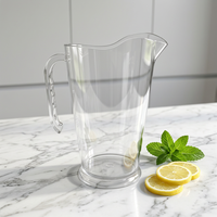 Pichet à filtre à eau en plastique sans BPA de 1,5 L avec poignée large pour cruche d'eau froide/chaude, cruche à jus pour réfrigérateur