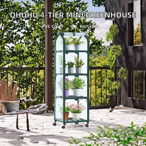 Mini Invernadero Ohuhu de 4 Niveles con Ruedas, Diseño Portátil, Cubierta Transparente de PVC, Marco de Plástico, para Jardín, Vegetales y <span class=keywords><strong>Hierbas</strong></span>, 41x32.5x132cm - Product Image 2