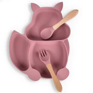 ชุดจานชามช้อนส้อมซิลิโคนสำหรับเด็ก ปลอดสารพิษ เป็นมิตรกับสิ่งแวดล้อม พร้อมจานรองกันลื่นสำหรับเด็กวัยหัดกิน - Product Image 4