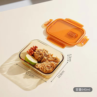 Keuken Kinderen Herbruikbare Magnetron Glazen Voedsel Container Lekvrij Deksel Bento Lunchbox School Maaltijd Prep Containers Glazen Fles Voedsel