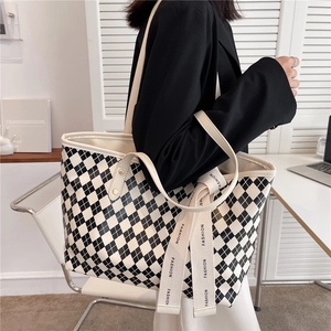 Sacs à main de grande taille pour femmes, en forme de treillis de diamants, à porter à l'épaule, de marque, à carreaux, pour le travail, sacs à main pour femmes, printemps <span class=keywords><strong>2022</strong></span> - Product Image 2