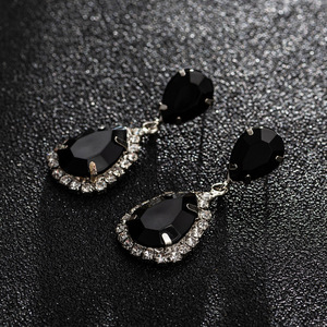Korean Style Simple Everyday Women's Fashionable Shiny Water <b>Drop</b> Crystal <b>Earrings</b> Manufacturer Wholesale Accessories Model E043 - Product Image 2