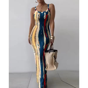 Robe midi <span class=keywords><strong>vintage</strong></span> dos nu pour femme, coupe ajustée, silhouette droite, en polyester tricoté, idéale pour les soirées, toutes saisons - Product Image 4