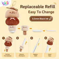 KAIX OEM ODM Ensembles de stylos gel en peluche, design barbecue, sac porte-bonheur, design champignon, stylos gel mignons pour fournitures scolaires