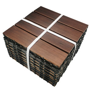 Dalles de terrasse en bois carbonisé imperméables pour extérieur, dalles de terrasse en WPC à emboîtement, sol à 4 lattes - Product Image 4