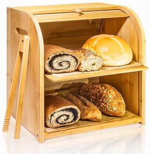 Boîte à pain en bambou personnalisée, stockage écologique en bois naturel sans BPA pour les aliments, <span class=keywords><strong>casse</strong></span>-<span class=keywords><strong>noisette</strong></span> flexible, conception décorative de vacances - Product Image 1