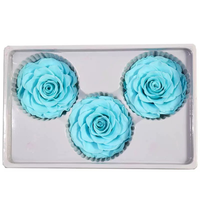 Lot de 3 boîtes cadeaux de fleurs éternelles, têtes de roses préservées de 7-8 cm, arrangements floraux, décoration de mariage