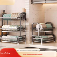 Égouttoir à vaisselle de cuisine peu encombrant et antirouille avec bac de drainage amovible pour assiettes, bols et couverts