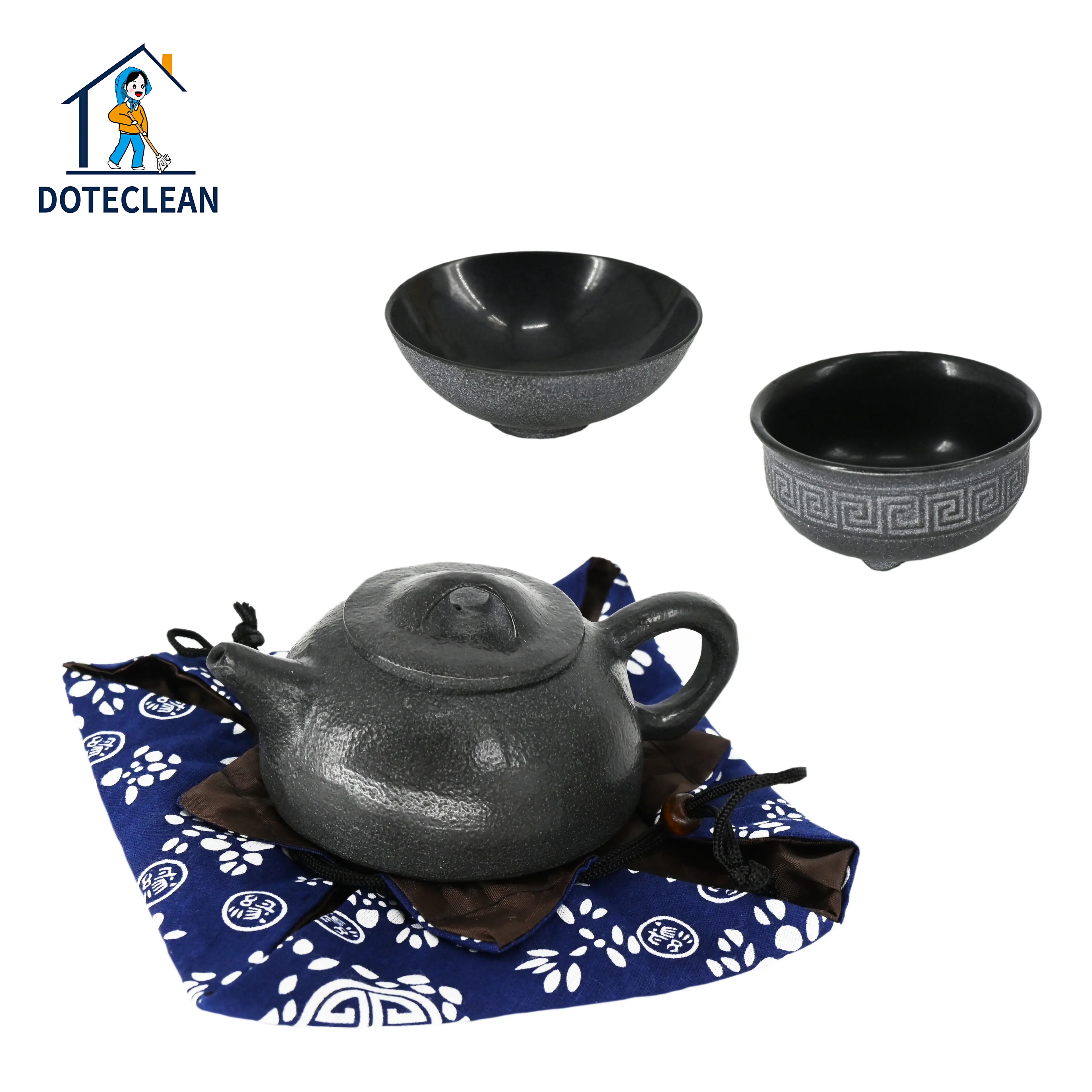 Meilleure vente Tasse personnalisée en céramique de grès noir naturel créatif sculpté à la main chinois Ensemble de théière pour boire