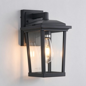 Applique murale en aluminium étanche IP65 de style européen, 3000K, noire, pour cour et couloir, ampoule E27, LED décorative pour la maison - Product Image 1