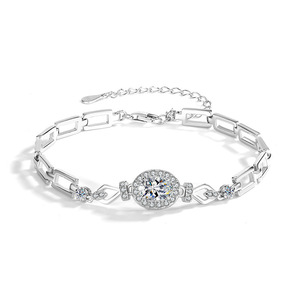 Usine en gros 925 argent Sterling cubain lien Pigeon oeuf 1carat ovale coupe Moissanite Bracelet pour femmes bijoux étanches - Product Image 1